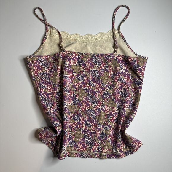 St Johns Bay Large Floral Camisole Lace Trim Tank Y2K Coquette Soft Stretch - Picture 4 of 11